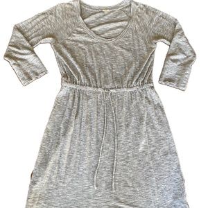 J Crew dress drawstring tie waist long sleeve gray Small